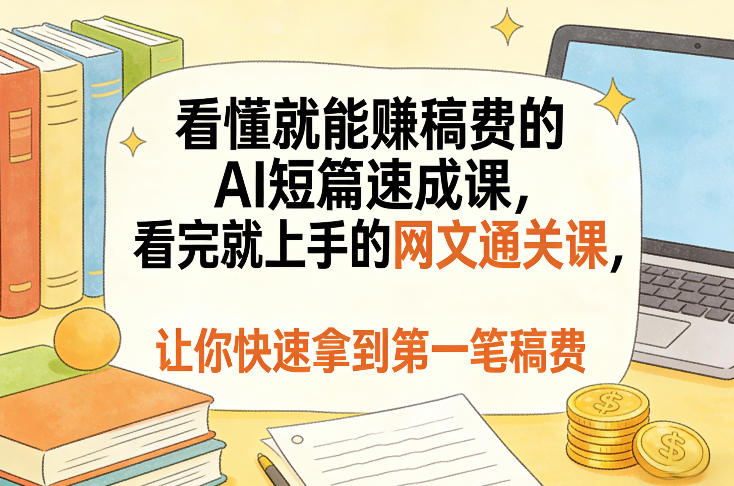 看懂就能賺稿费的AI短篇速成课，看完就上手的网文通关课，让你快速拿到第一笔稿费(更新8月)-hcnxn
