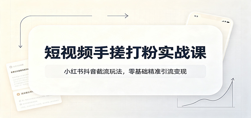 短视频手搓打粉实战课：小红书抖音截流玩法，零基础精准引流变现-hcnxn