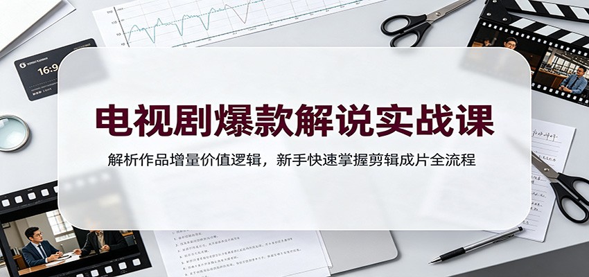 电视剧爆款解说实战课：解析作品增量价值逻辑，新手快速掌握剪辑成片全流程-hcnxn