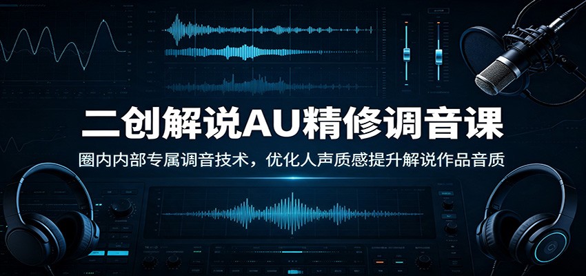 二创解说AU精修调音课：圈内内部专属调音技术，优化人声质感提升解说作品音质-hcnxn