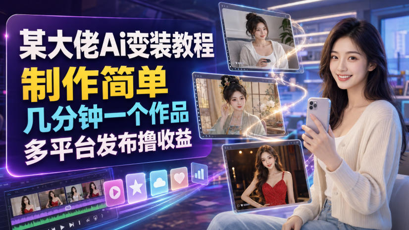 某大佬Ai变装教程，制作简单，几分钟一个作品，多平台发布撸收益-hcnxn