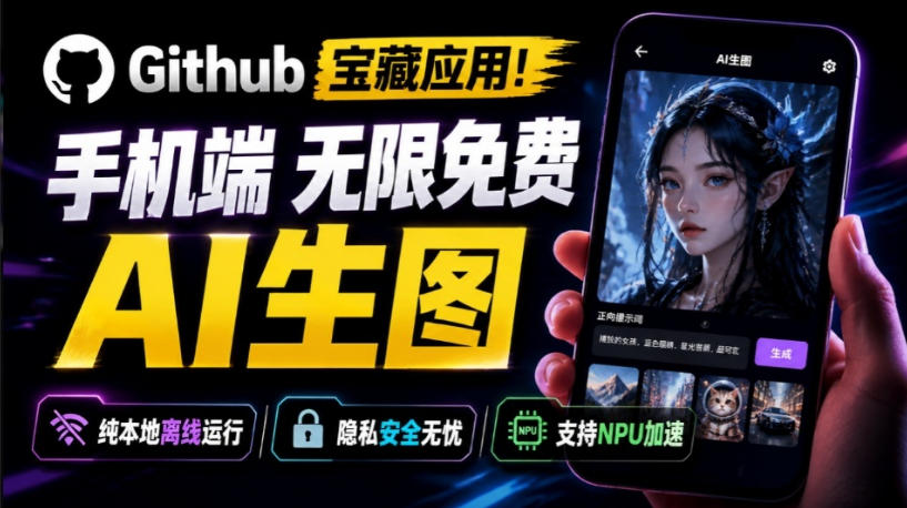 Github宝藏应用！手机端无限免费AI生图，纯本地离线运行，支持NPU加速斩获3.1k stars，local-dream-hcnxn