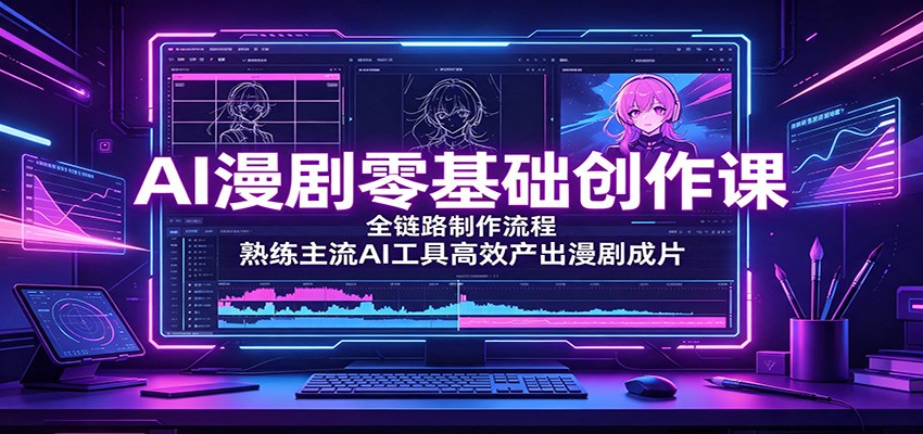 AI漫剧零基础创作课：全链路制作流程，熟练主流AI工具高效产出漫剧成片-hcnxn