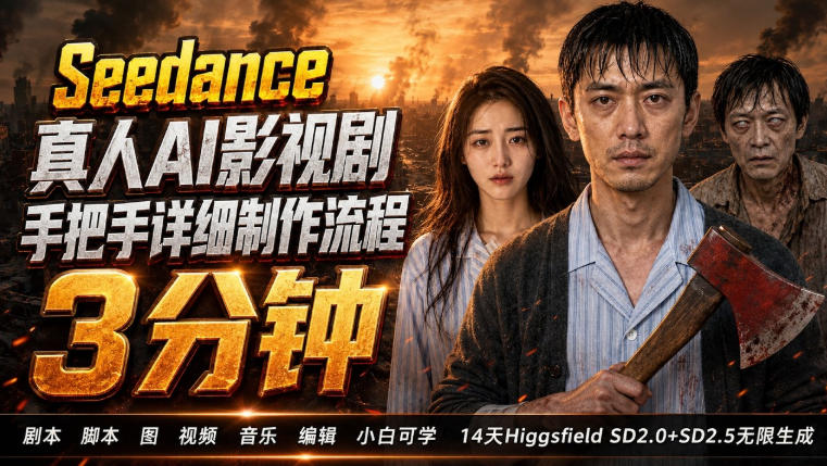 3分钟真人AI影视剧怎么做？SD 2.0手把手完整制作流程｜Higgsfield 14天SD 2.0/2.5无限生成-hcnxn