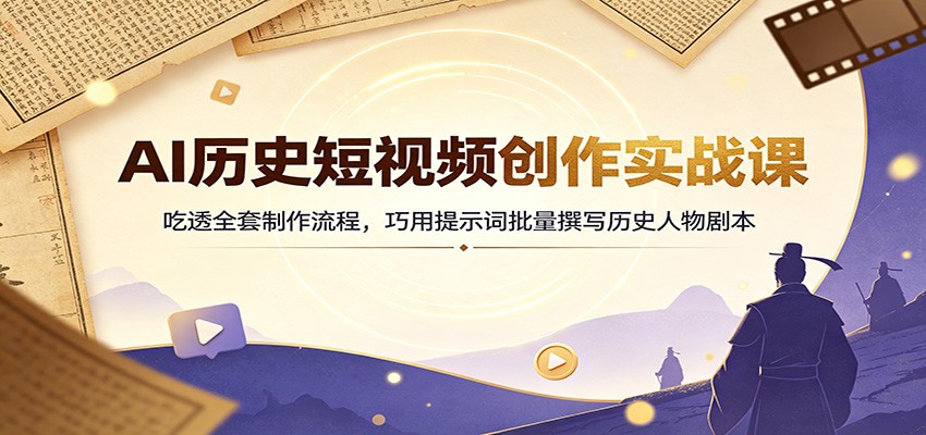 AI历史短视频创作实战课：吃透全套制作流程，巧用提示词批量撰写历史人物剧本-hcnxn