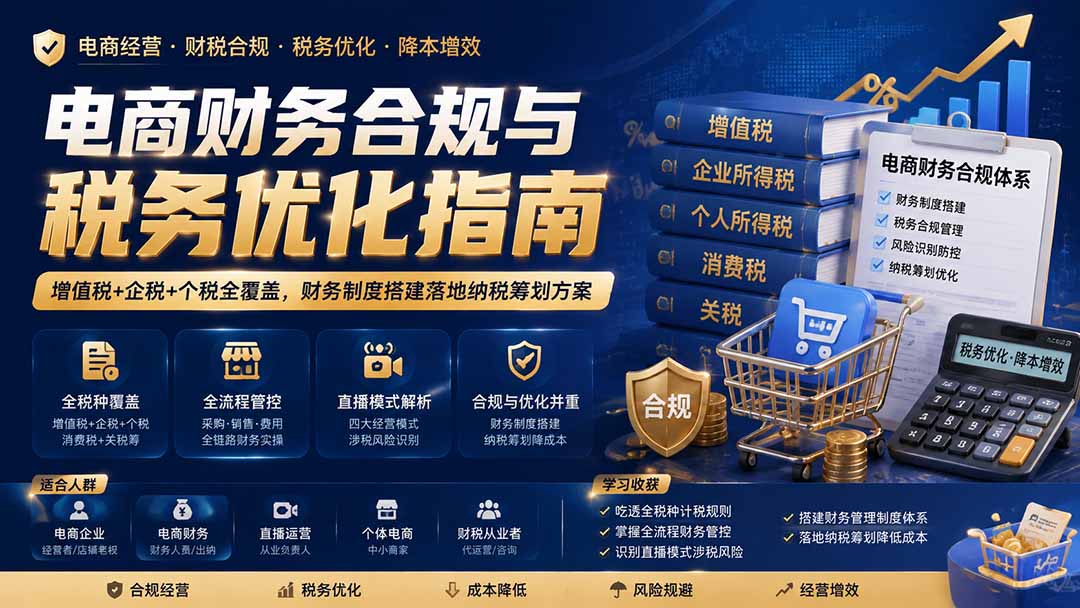 电商财务合规与税务优化指南：增值税+企税+个税全覆盖，财务制度搭建落地纳税筹划方案-hcnxn