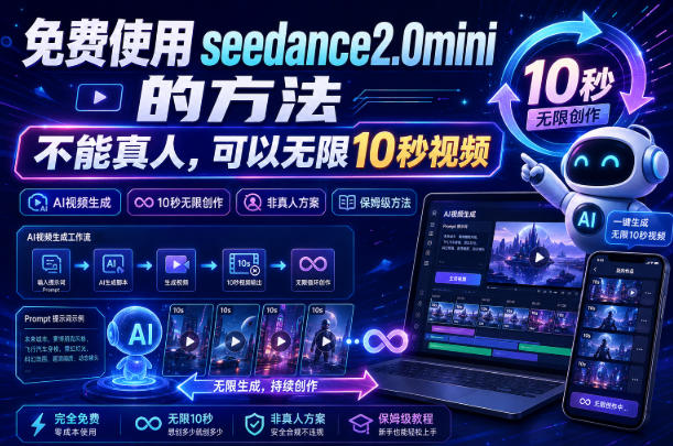 免费使用seedance2.0mini的方法，不能真人，可以无限10秒视频，9图+3音频参考-hcnxn