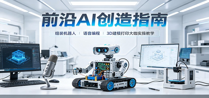 前沿AI创造指南：组装机器人、语音编程、3D建模打印大咖实操教学-hcnxn