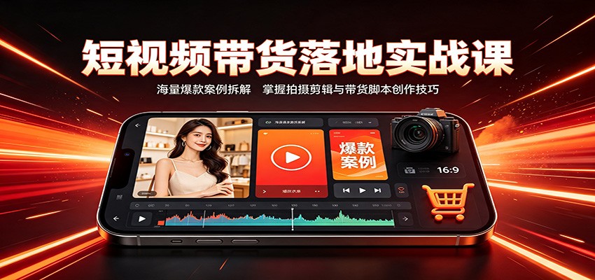 短视频带货落地实战课：海量爆款案例拆解，掌握拍摄剪辑与带货脚本创作技巧-hcnxn