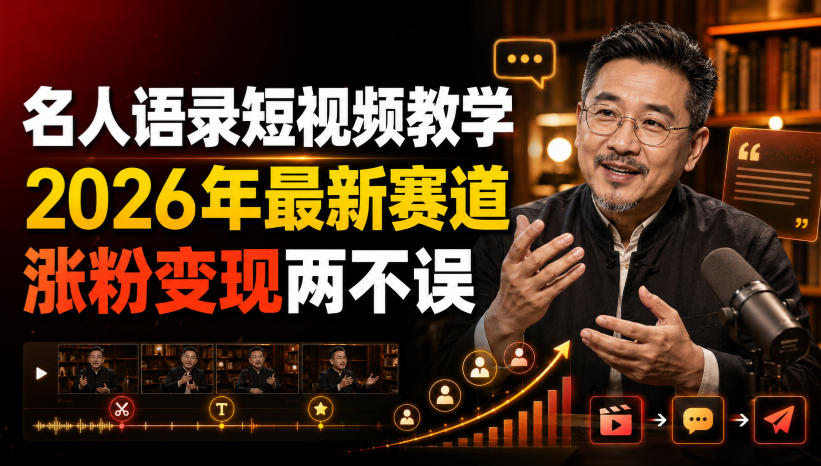 名人语录短视频教学，2026年最新赛道，涨粉变现两不误-hcnxn