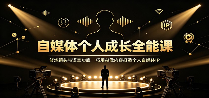 自媒体个人成长全能课：修炼镜头与语言功底，巧用AI做内容打造个人自媒体IP-hcnxn