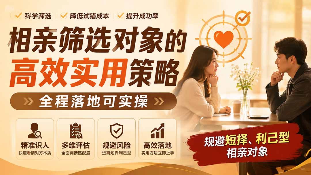 付费文章：相亲筛选对象的高效实用策略，全程落地可实操，规避短择、利己型相亲对象-hcnxn