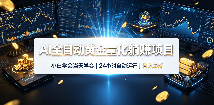 AI全自动黄金量化躺賺项目，24小时自动运行，月入2W！-hcnxn