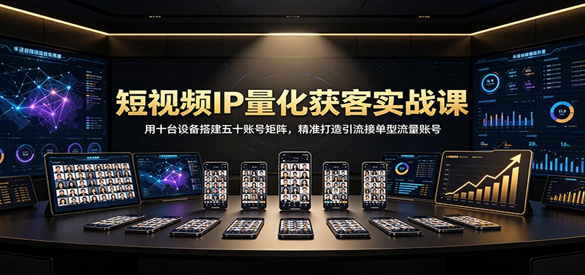 短视频IP量化获客实战课：用十台设备搭建五十账号矩阵，精准打造引流接单型流量账号-hcnxn