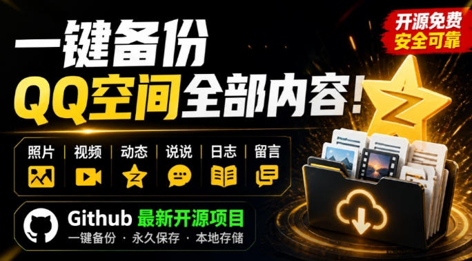 一键将你QQ空间全部内容备份下来！照片/视频/动态信息全存本地，Github最新开源项目QzoneArchive-hcnxn