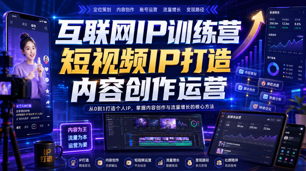 互联网IP训练营，短视频IP打造，内容创作运营-hcnxn