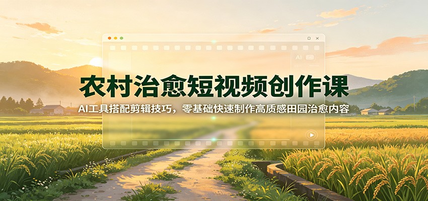 农村治愈短视频创作课：AI工具搭配剪辑技巧，零基础快速制作高质感田园治愈内容-hcnxn