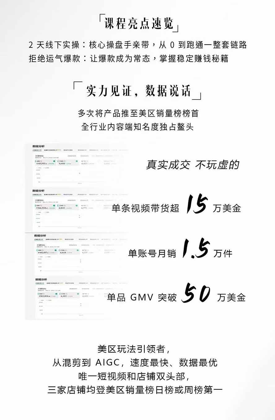 图片[2]-AIGC×TikTok美区短视频带货线下课；两天一夜完整回放，12小时高清视频收录头部操盘手全流程教学-hcnxn