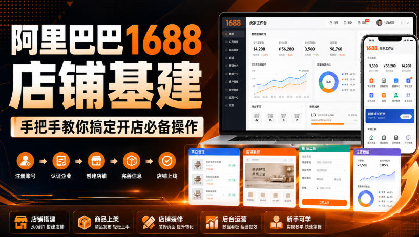 阿里巴巴1688店铺基建，手把手教你搞定开店必备操作(更新8月)-hcnxn