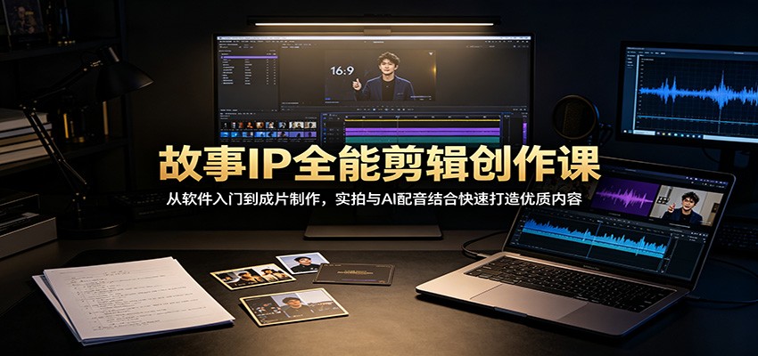 故事IP全能剪辑创作课：从软件入门到成片制作，实拍与AI配音结合快速打造优质内容-hcnxn