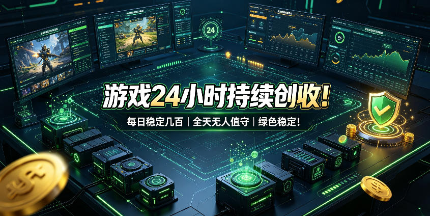 游戏24小时持续创收！每日稳定几百，全天无人值守，绿色稳定！【揭秘】-hcnxn