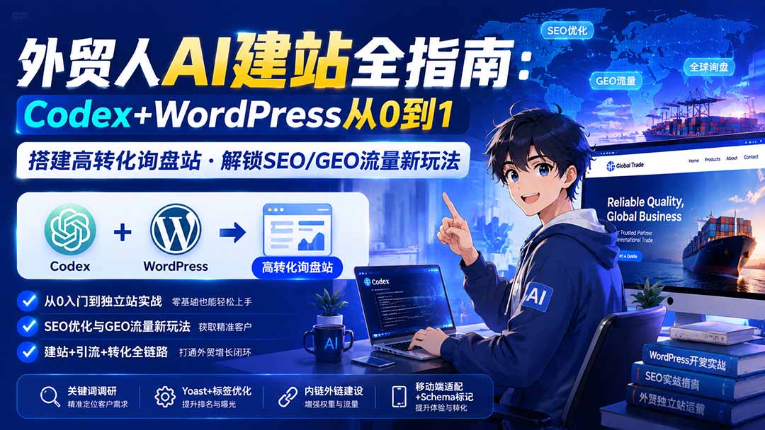 外贸人AI建站全指南：Codex+WordPress从0到1·搭建高转化询盘站·解锁SEO/GEO流量新玩法-更新-hcnxn