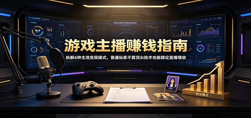 游戏主播赚钱指南：拆解6种主流变现模式，普通玩家不靠顶尖技术也能稳定直播增收-hcnxn