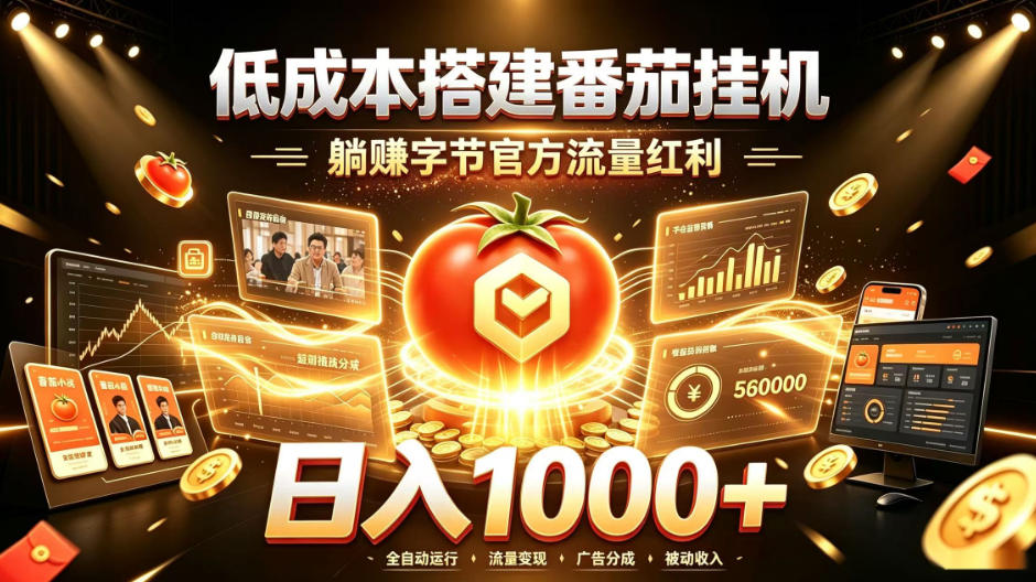 低成本搭建番茄挂G，躺賺字节官方流量红利，日入1k+，全程傻瓜式落地【揭秘】-hcnxn