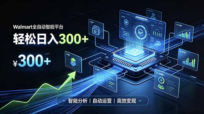 Walmart全自动智能平台，轻松日入300+一站式跨境智能运营工具。无需复杂实操-hcnxn