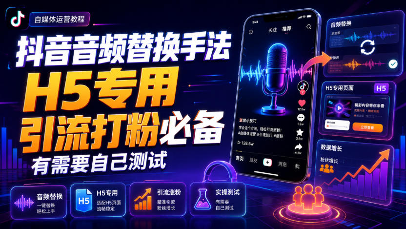 抖音音频替换手法H5专用，引流打粉必备，有需要自己测试-hcnxn