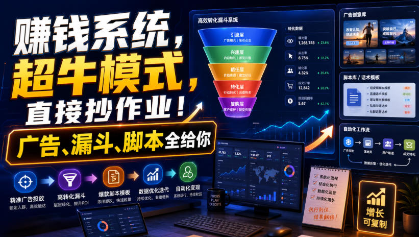 賺钱系统，超牛模式，直接抄作业！广告、漏斗、脚本全给你【原创双语字幕】-hcnxn
