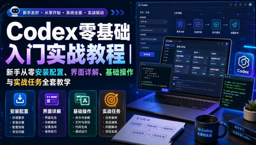 Codex零基础入门实战教程｜新手从零安装配置、界面详解、基础操作与实战任务全套教学-hcnxn