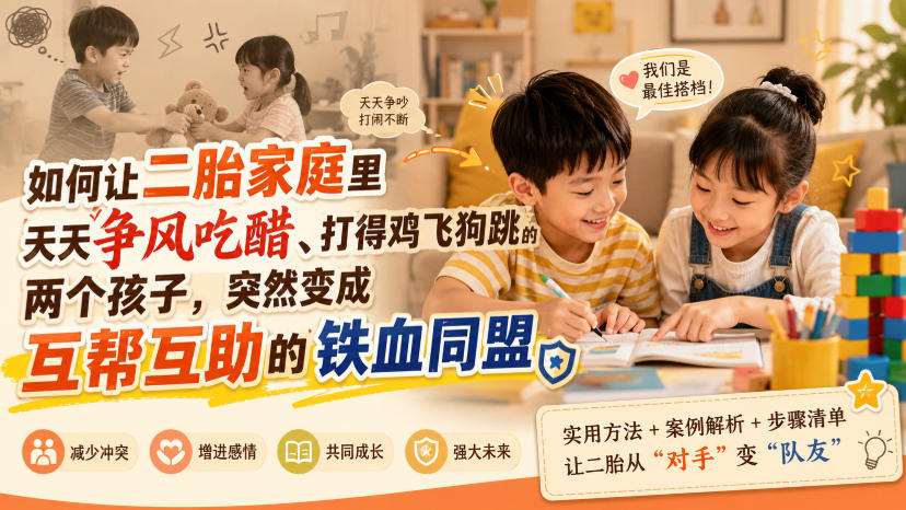 付费文章：如何让二胎家庭里天天争风吃醋、打得鸡飞狗跳的两个孩子，突然变成互帮互助的铁血同盟？-hcnxn