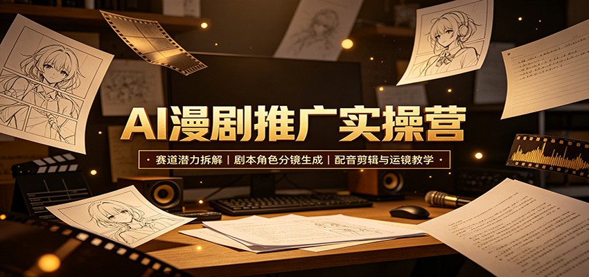 AI漫剧推广实操营：赛道潜力拆解，剧本角色分镜生成，配音剪辑与运镜教学-hcnxn