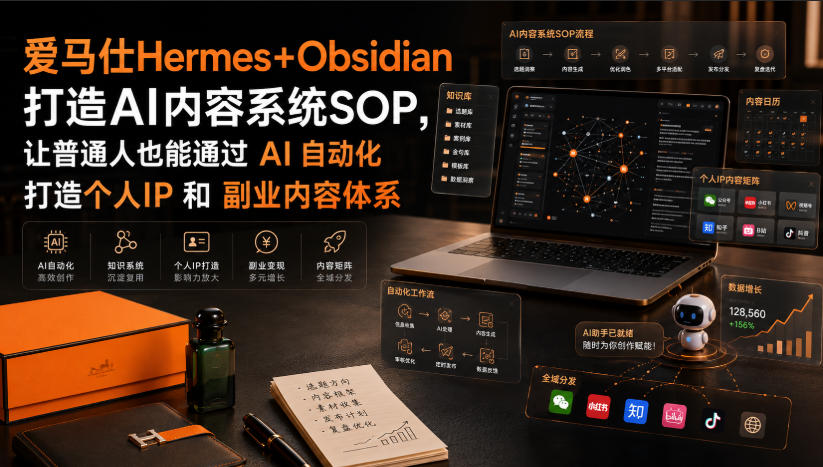 爱马仕Hermes+Obsidian打造AI内容系统SOP，让普通人也能通过 AI 自动化打造个人IP 和 副业内容体系-hcnxn