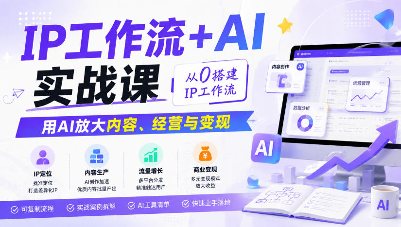 IP工作流+AI实战课，从0搭建IP工作流，用AI放大内容、经营与变现-hcnxn