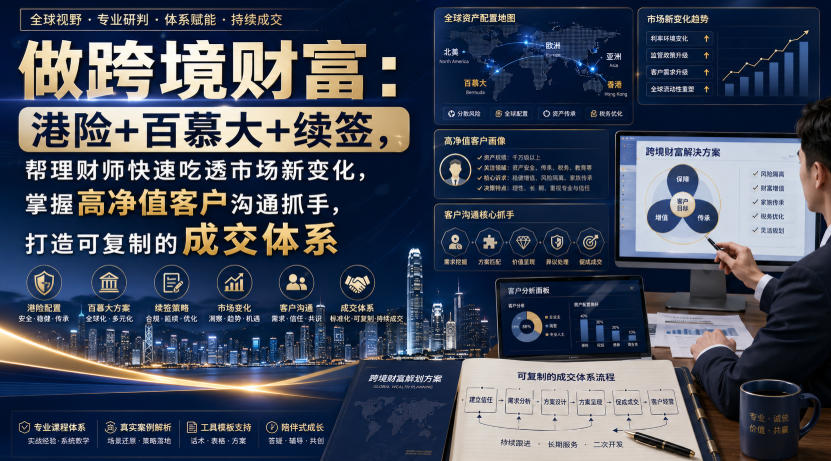 做跨境财富：港险+百慕大+续签，帮理财师快速吃透市场新变化，掌握高净值客户沟通抓手，打造可复制的成交体系-hcnxn