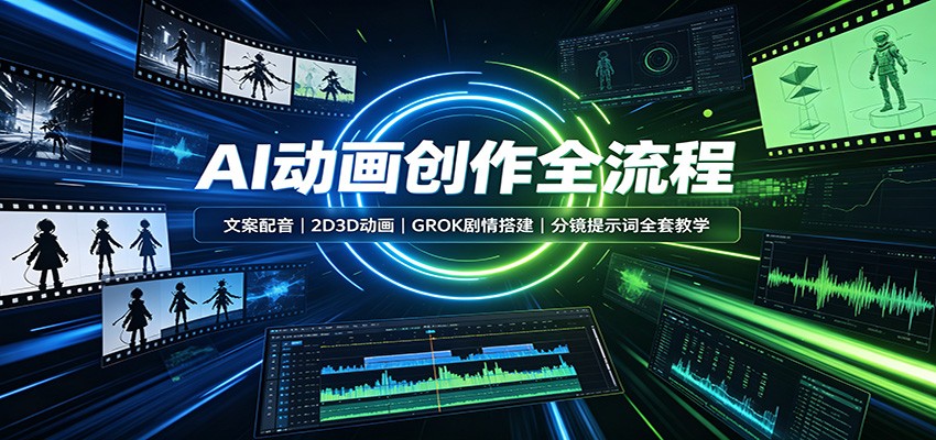 AI动画创作全流程：文案配音，2D3D动画，GROK剧情搭建，分镜提示词全套教学-hcnxn