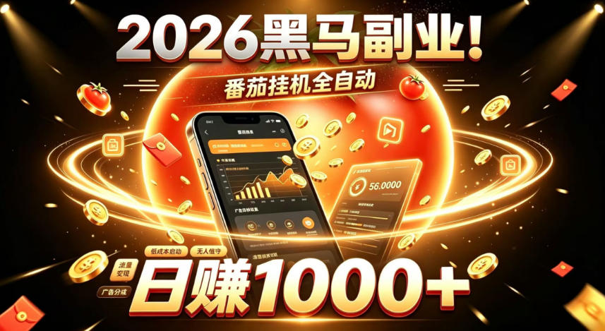 2026黑马副业！番茄挂G全自动日入1000+，操作最简单、门槛最低的线上轻资产项目【揭秘】-hcnxn