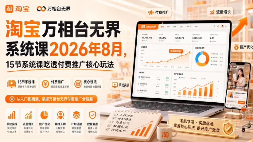 淘宝万相台无界系统课2026年8月，15节系统课吃透付费推广核心玩法-hcnxn