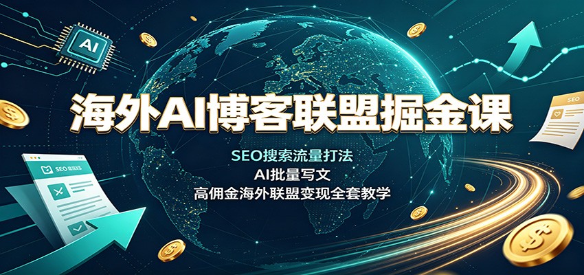海外AI博客联盟掘金课：SEO搜索流量打法，AI批量写文，高佣金海外联盟变现全套教学-hcnxn