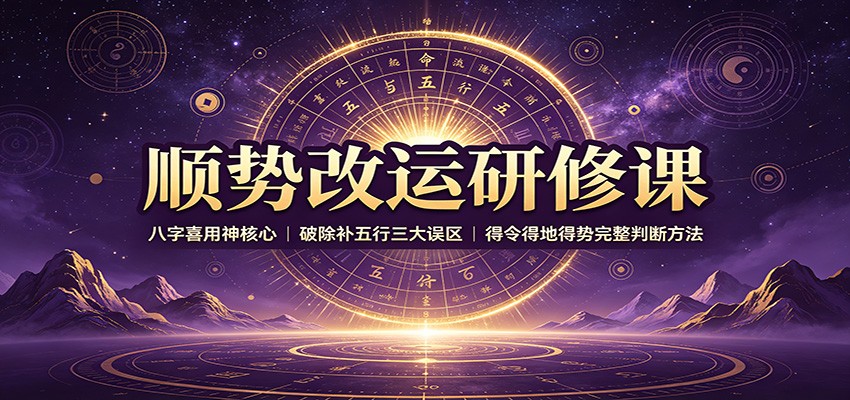 顺势改运研修课：八字喜用神核心，破除补五行三大误区，得令得地得势完整判断方法-hcnxn