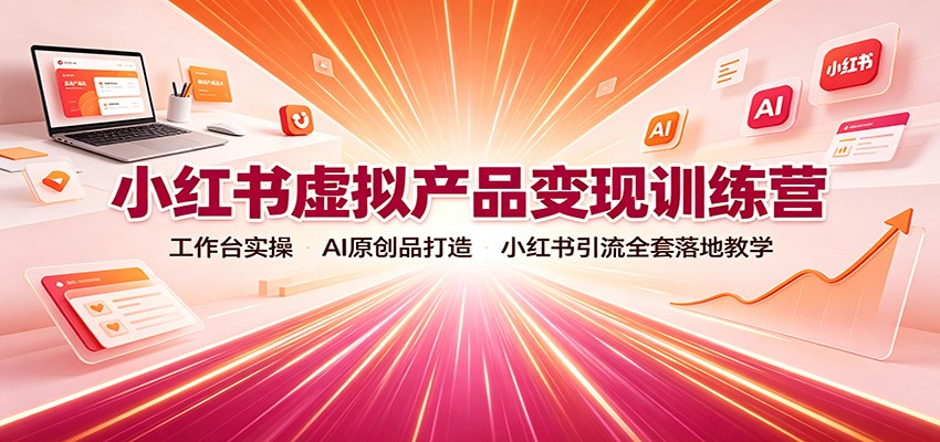 小红书虚拟产品变现训练营：工作台实操，AI原创品打造，小红书引流全套落地教学-hcnxn