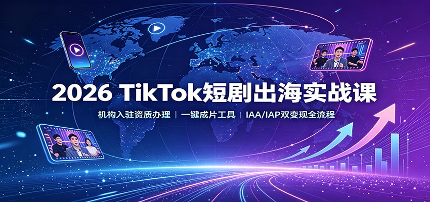 2026 TikTok短剧出海实战课：机构入驻资质办理，一键成片工具，IAA/IAP双变现全流程-hcnxn