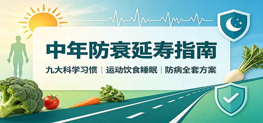 中年防衰延寿指南：九大科学习惯，运动饮食睡眠防病全套方案-hcnxn