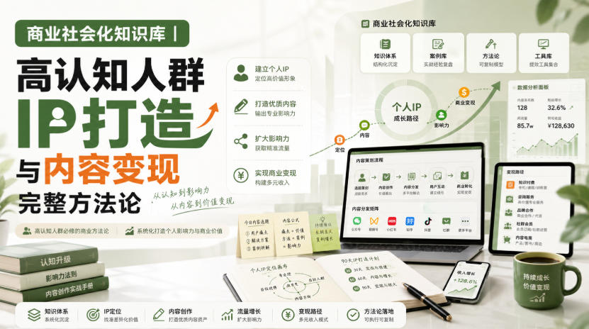 商业社会化知识库｜高认知人群IP打造与内容变现完整方法论【文档】-hcnxn