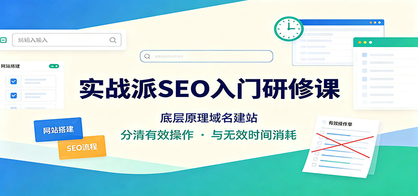 实战派SEO入门研修课：底层原理域名建站，分清有效操作与无效时间消耗-hcnxn