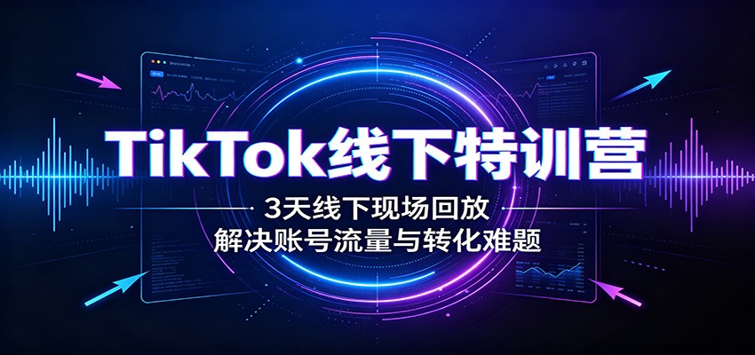 TikTok线下特训营：3天线下现场回放，解决账号流量与转化难题-hcnxn