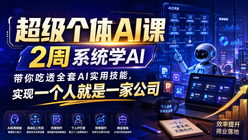 超级个体AI课，2周系统学AI，带你吃透全套AI实用技能，实现一个人就是一家公司(更新0818)-hcnxn