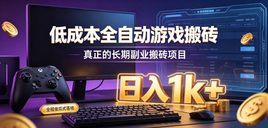 低成本全自动游戏搬砖，真正的长期副业搬砖项目，日入1k+，全程傻瓜式落地【揭秘】-hcnxn